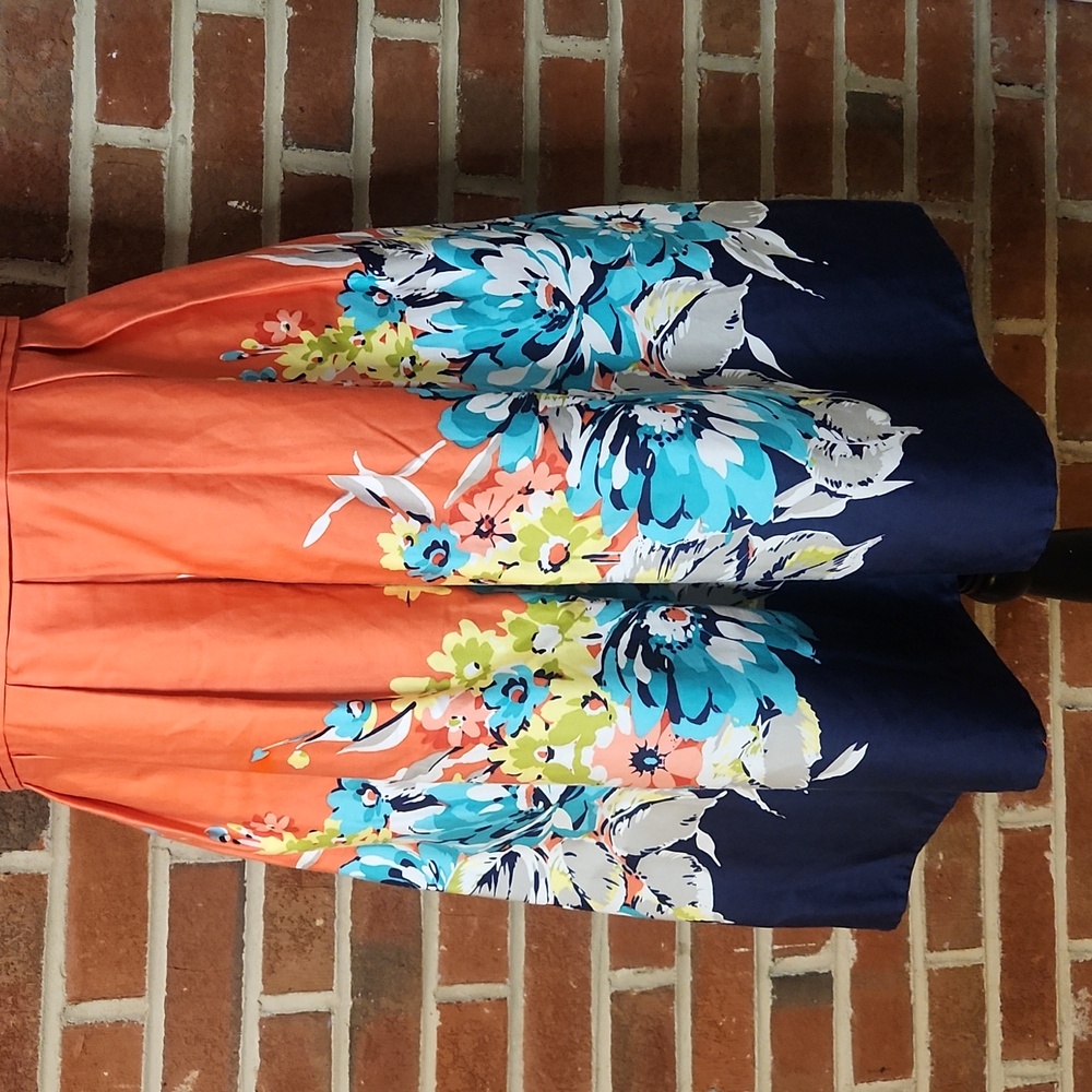 Spense Orange And Floral Sundress, Size 10 - Picture 3 of 8